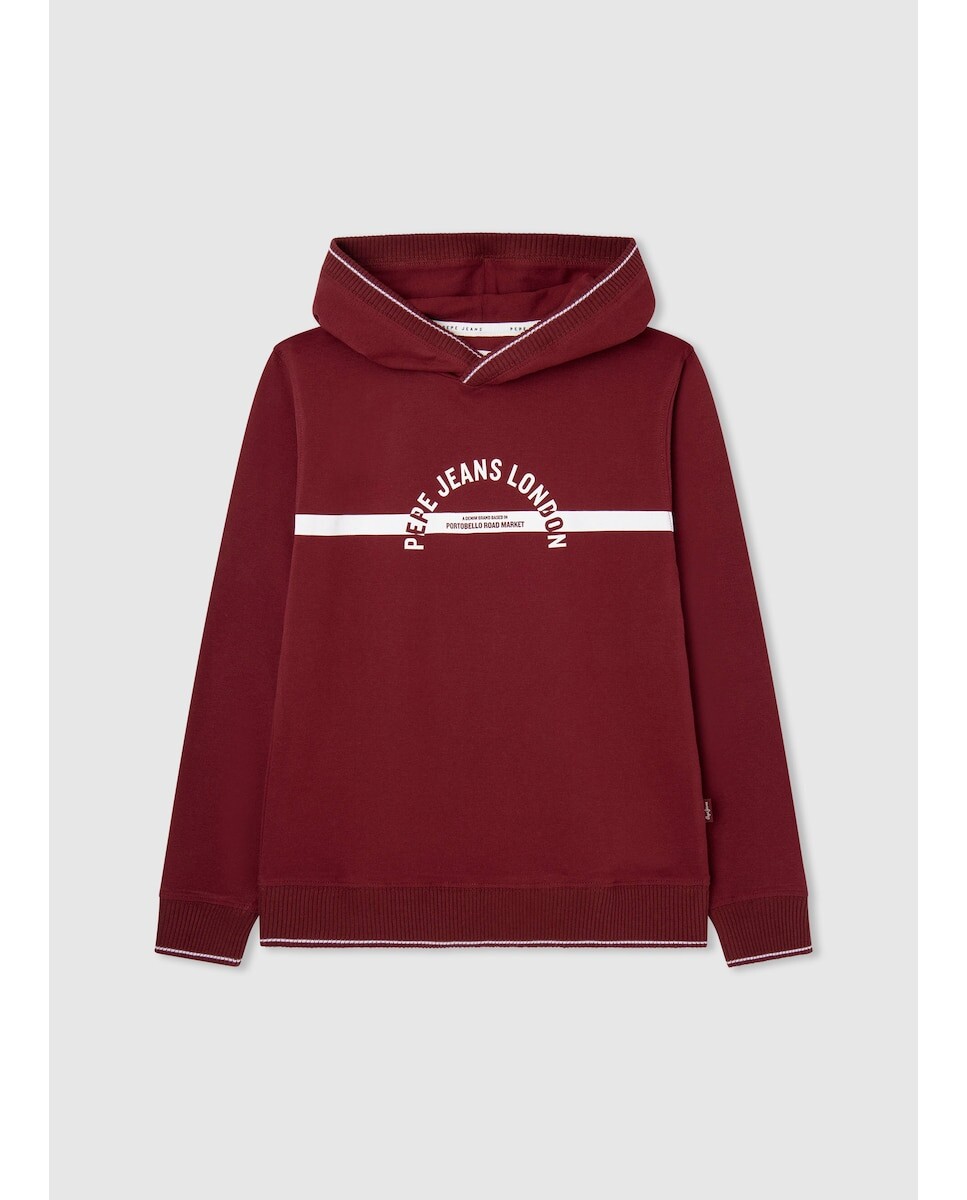 

Толстовка для мальчика из ткани пике с фиксированным капюшоном Pepe Jeans, красный
