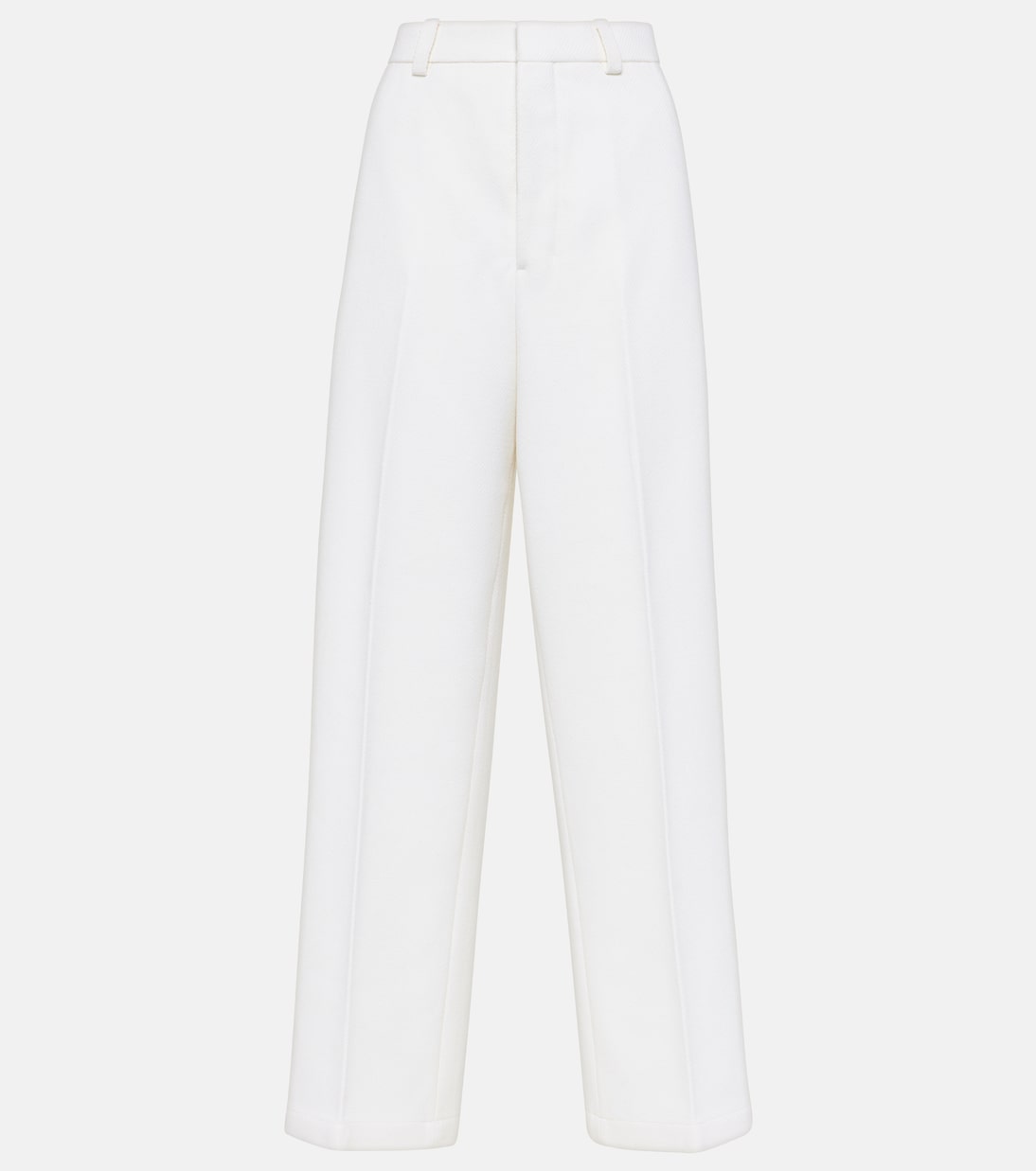Широкие брюки из смесовой шерсти с высокой посадкой Ami Paris, белый