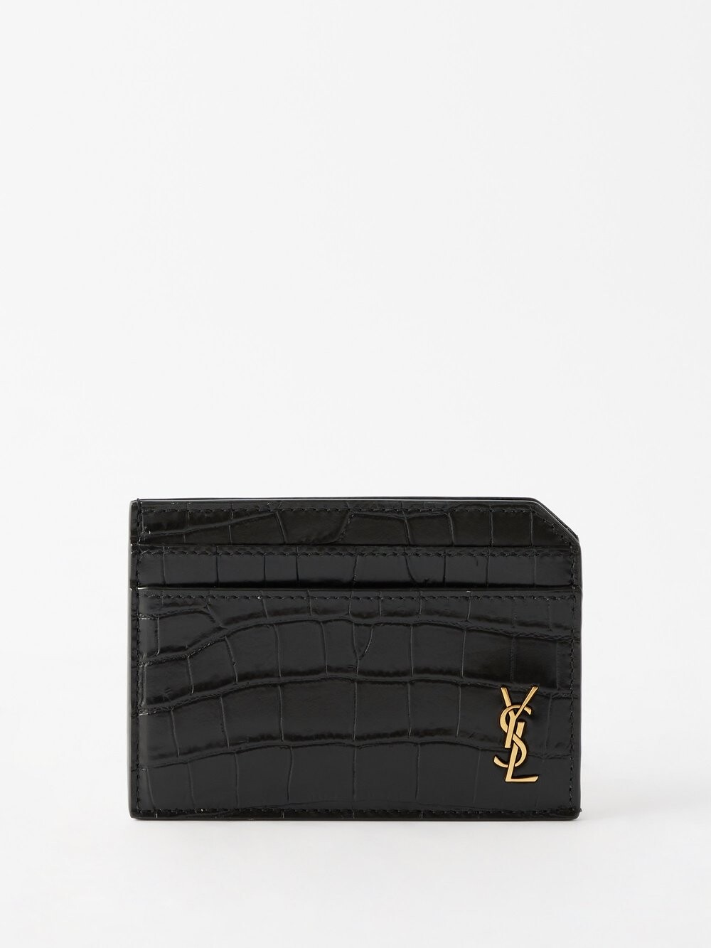 

Картхолдер cassandre из кожи под крокодила Saint Laurent, черный