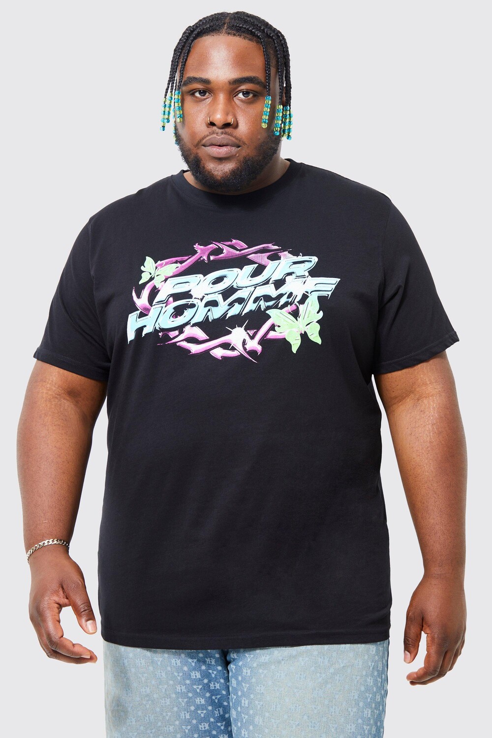 

Футболка plus chrome pour homme Boohoo, черный