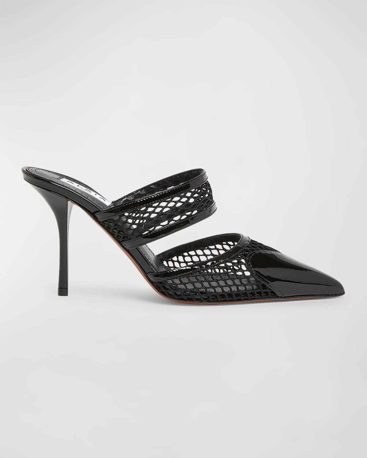 

Лакированные мюли на шпильке с открытым носком в форме сердца ALAIA, цвет Noir