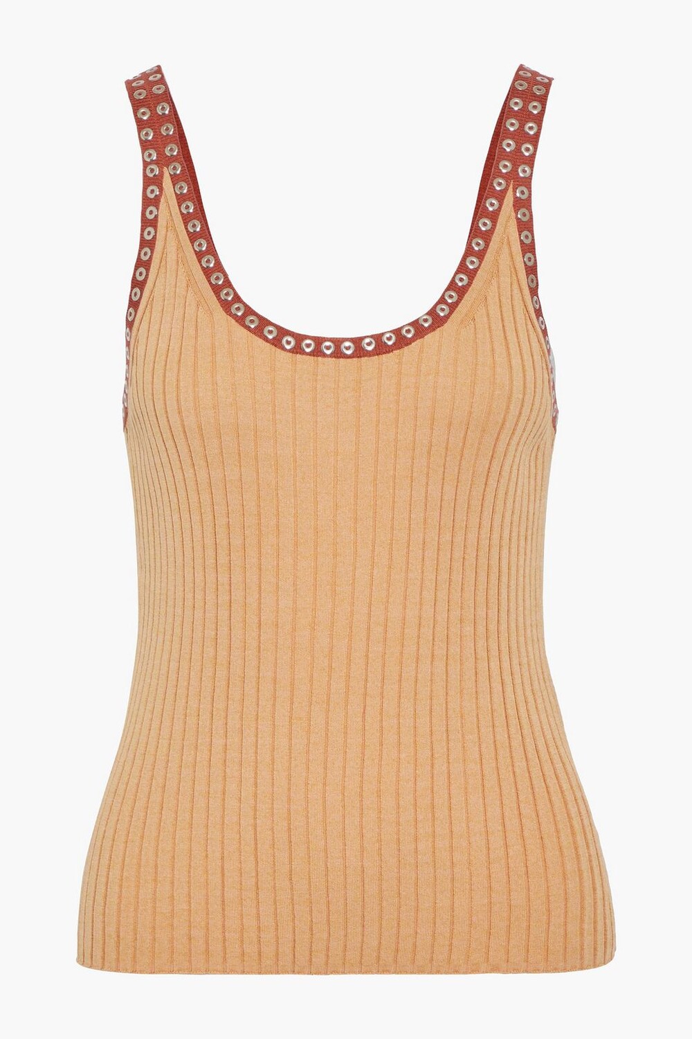 

Майка из хлопка и шелка в рубчик, украшенная люверсами CHLOÉ, оранжевый
