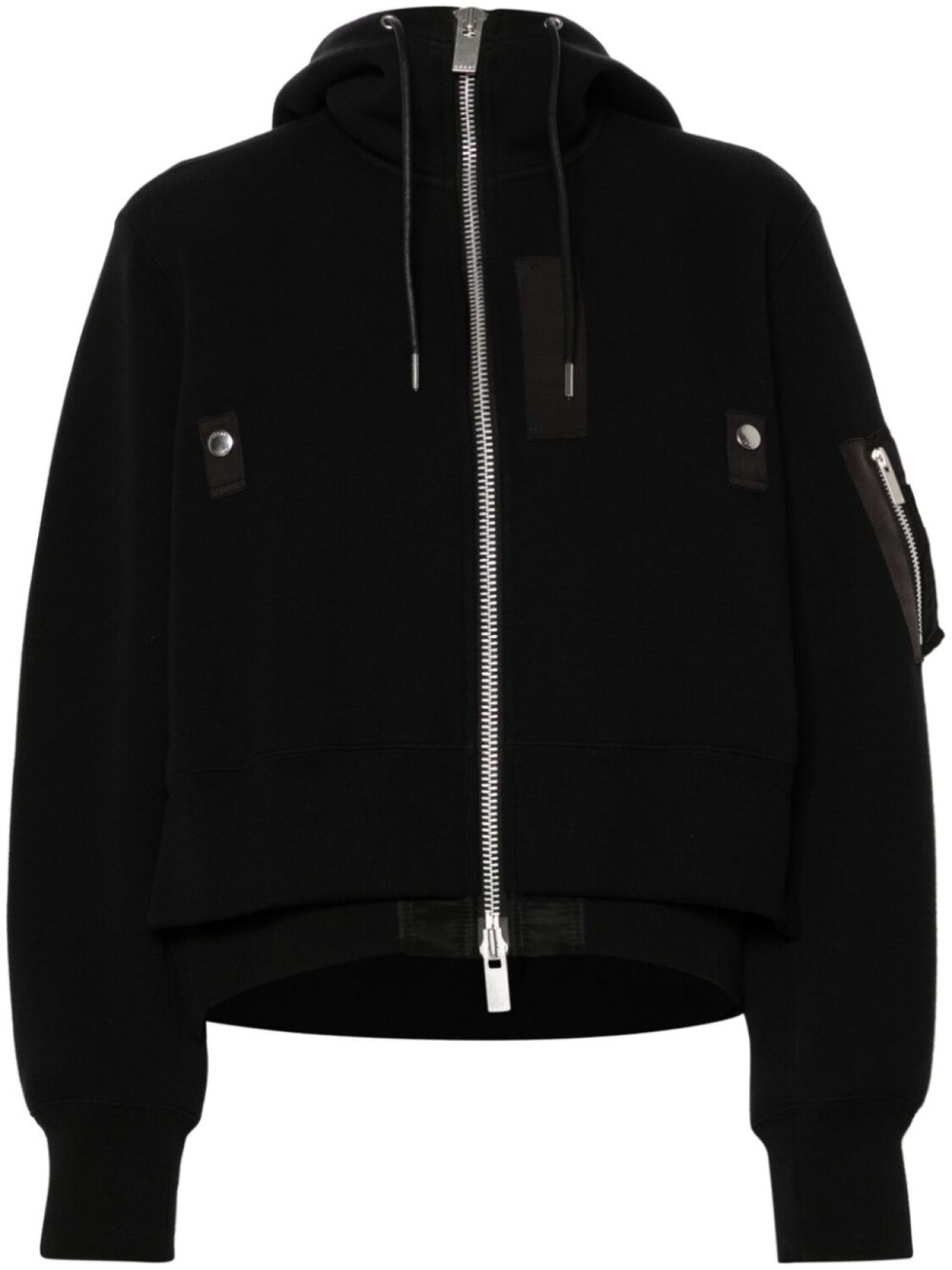 

Sacai многослойный бомбер с капюшоном, черный