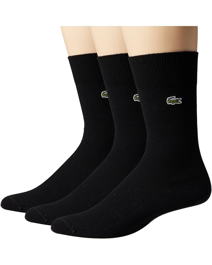 

Носки Lacoste 3-Pack Solid Jersey and Pique Socks, черный