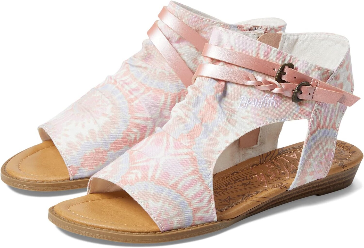 

Сандалии на плоской подошве Blumoon-K Blowfish Malibu, цвет Boho Tie-Dye Canvas/Rose Quartz Die Cut