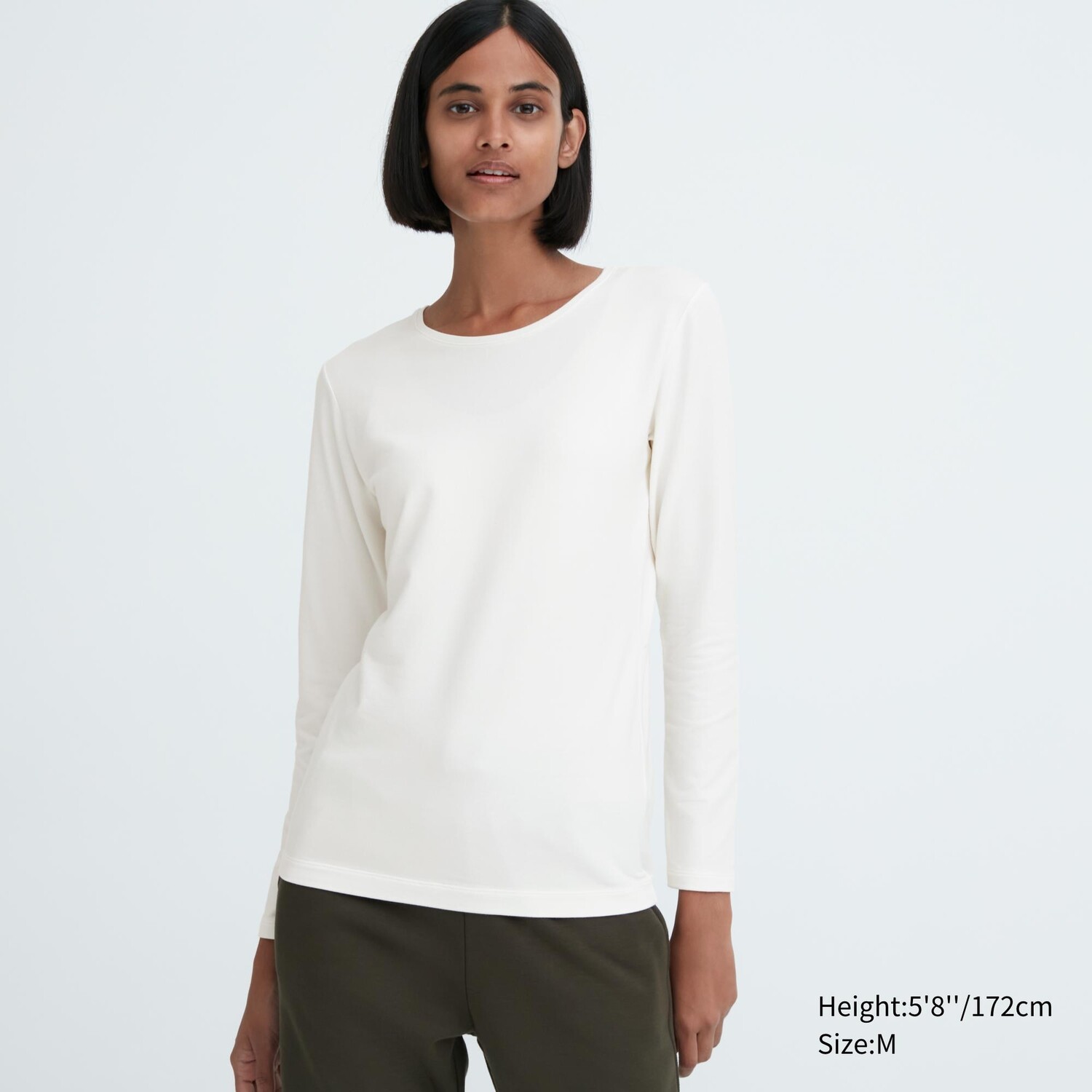 

Футболка хлопковая Uniqlo Heattech с круглым вырезом, молочный