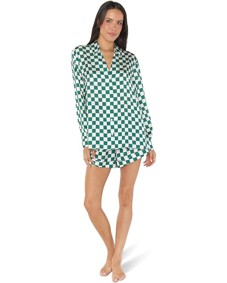 Пижама Show Me Your Mumu Early Riser, цвет Green Checker Silky website checker