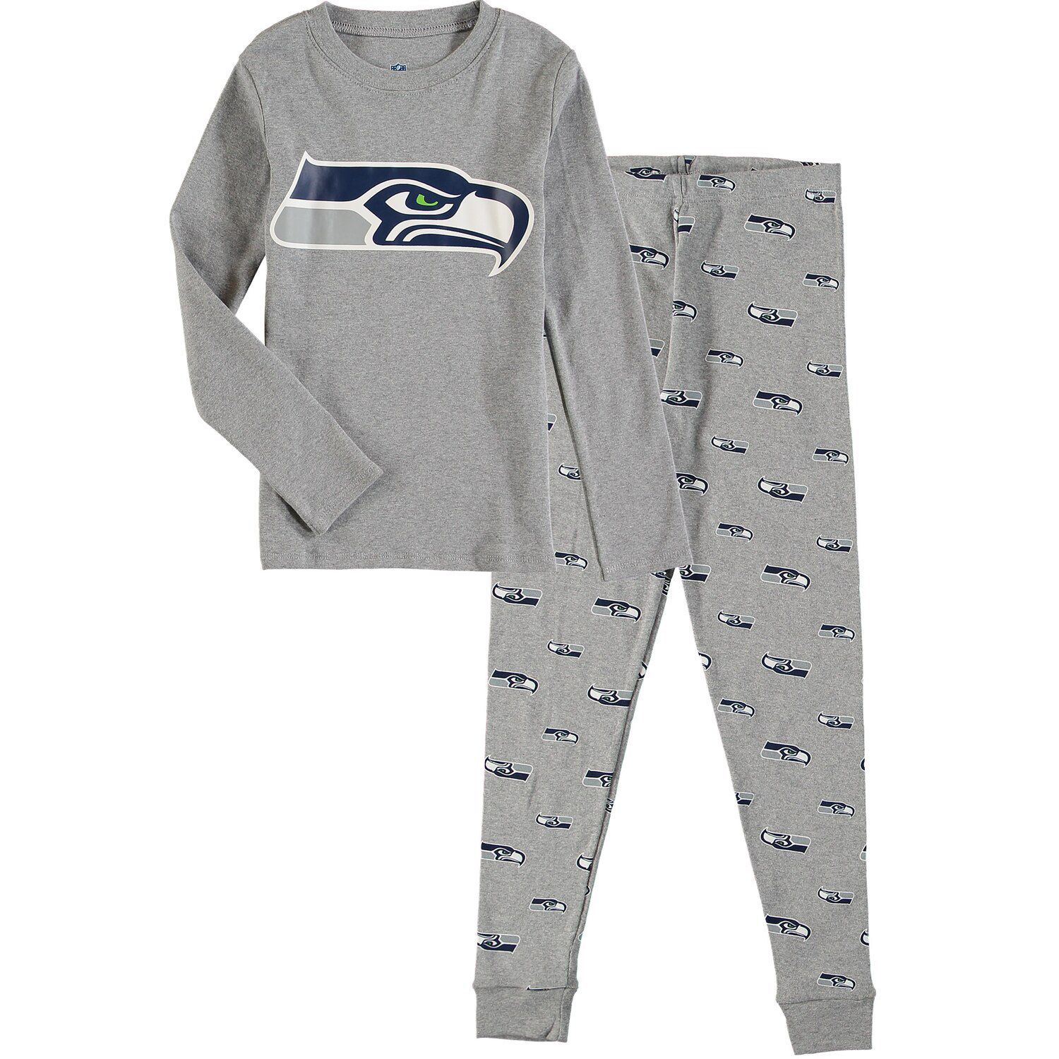 Серый комплект для сна с футболкой и брюками с длинными рукавами и брюками для дошкольников «Сиэтл Сихокс» Outerstuff