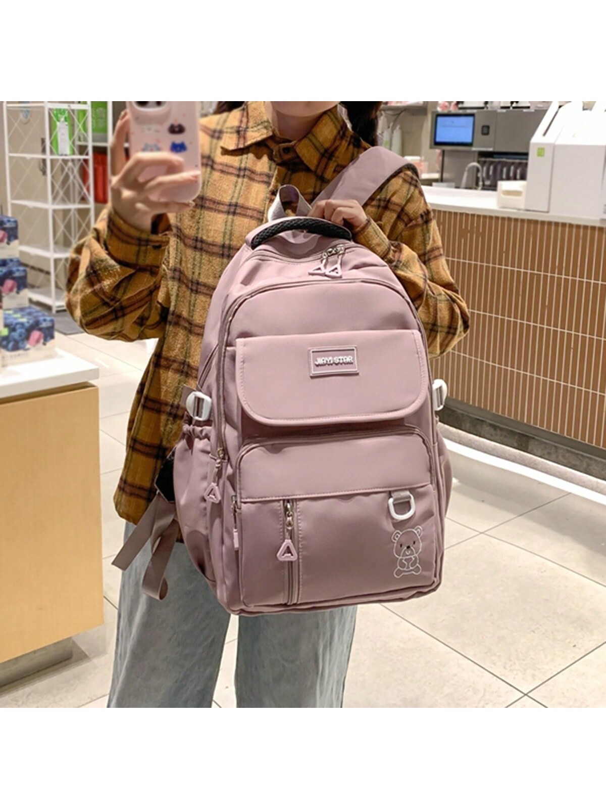 Модный женский повседневный нейлоновый рюкзак, розовый