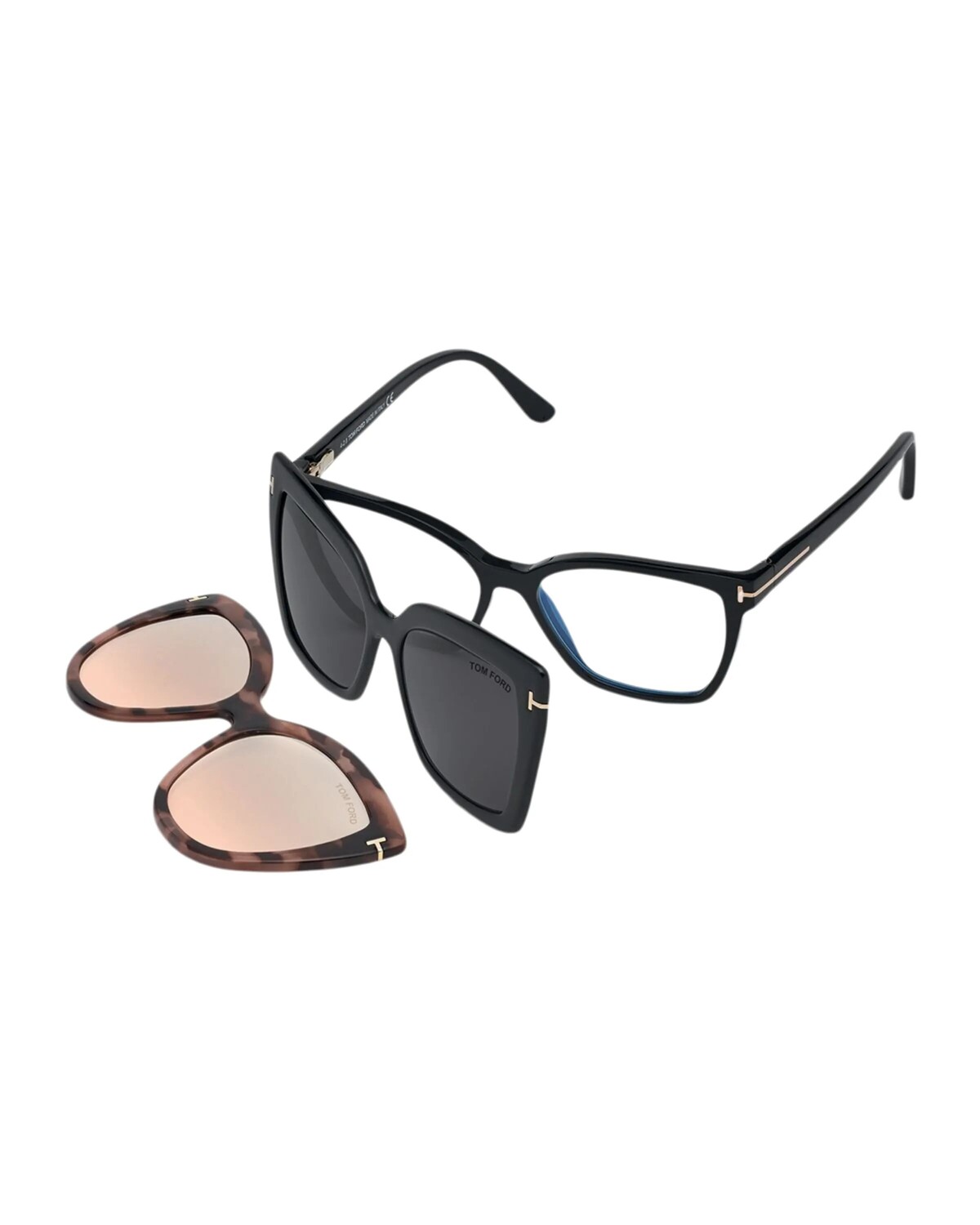 

Очки для чтения Square Blue-Block Optical Frames w/ Two Magnetic Sunglasses Clips Tom Ford, черный
