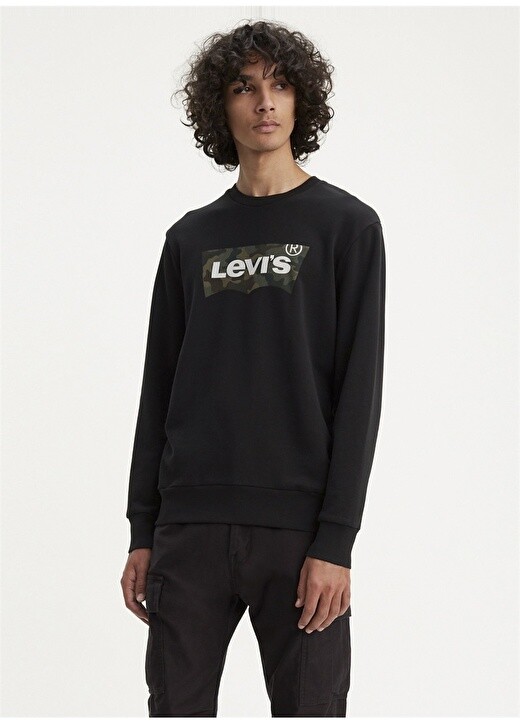 

Черная мужская толстовка с круглым вырезом Levis, Черный