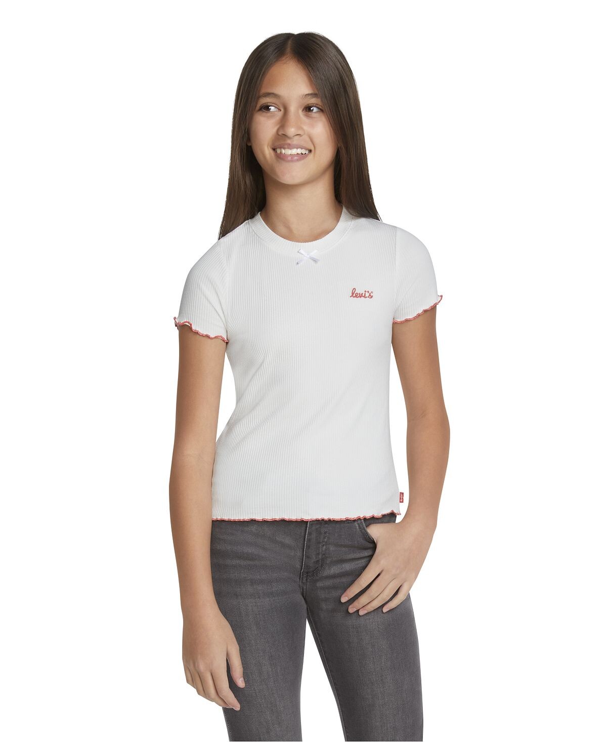 

Футболка с круглым вырезом в рубчик «Big Girls Meet and Greet» Levi's