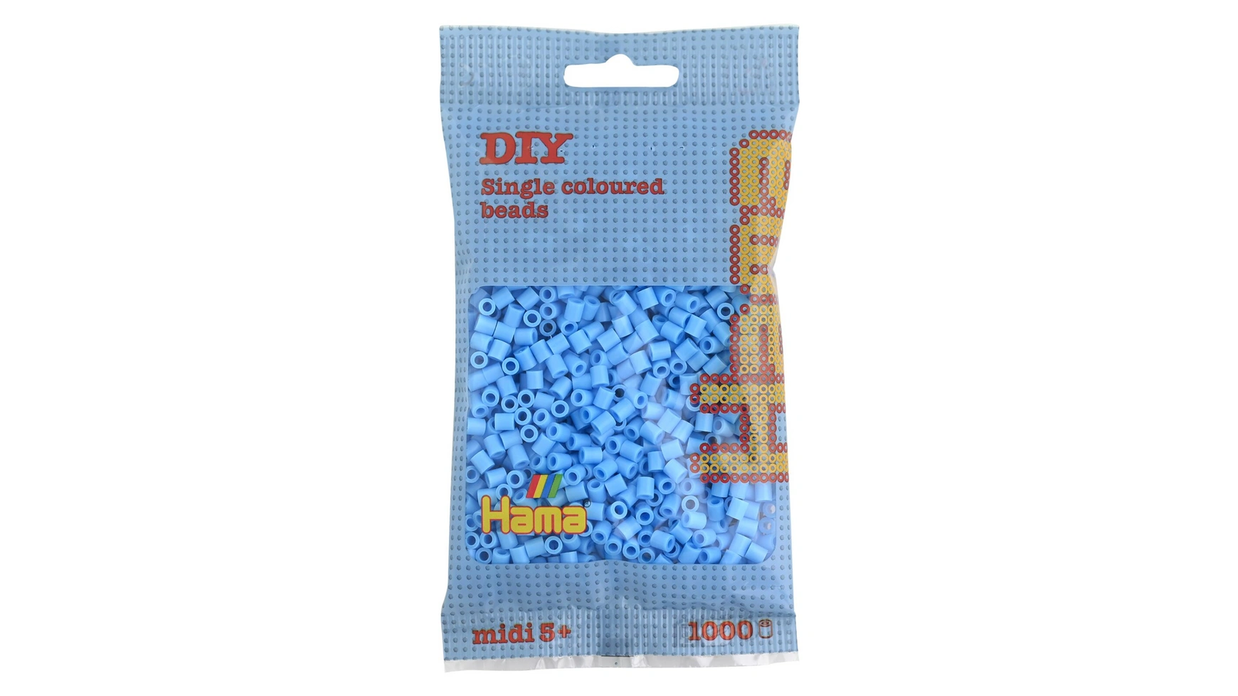 цена Гладильный бисер миди5+ сумка с бисером пастельно-синий 1000 штук Hama Perlen