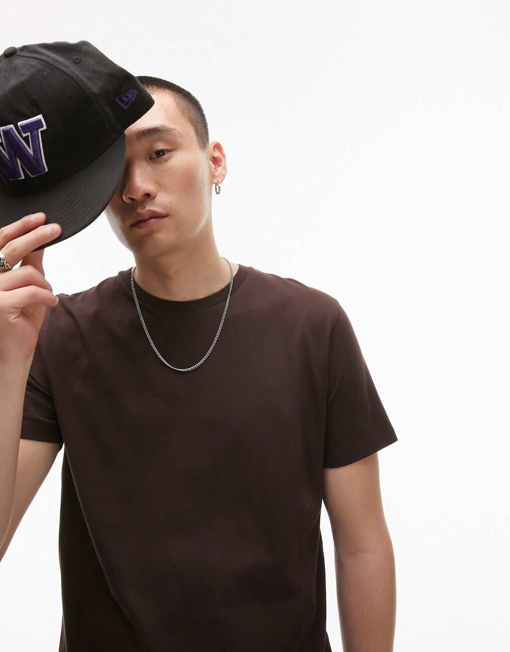 

Коричневая классическая футболка Topman