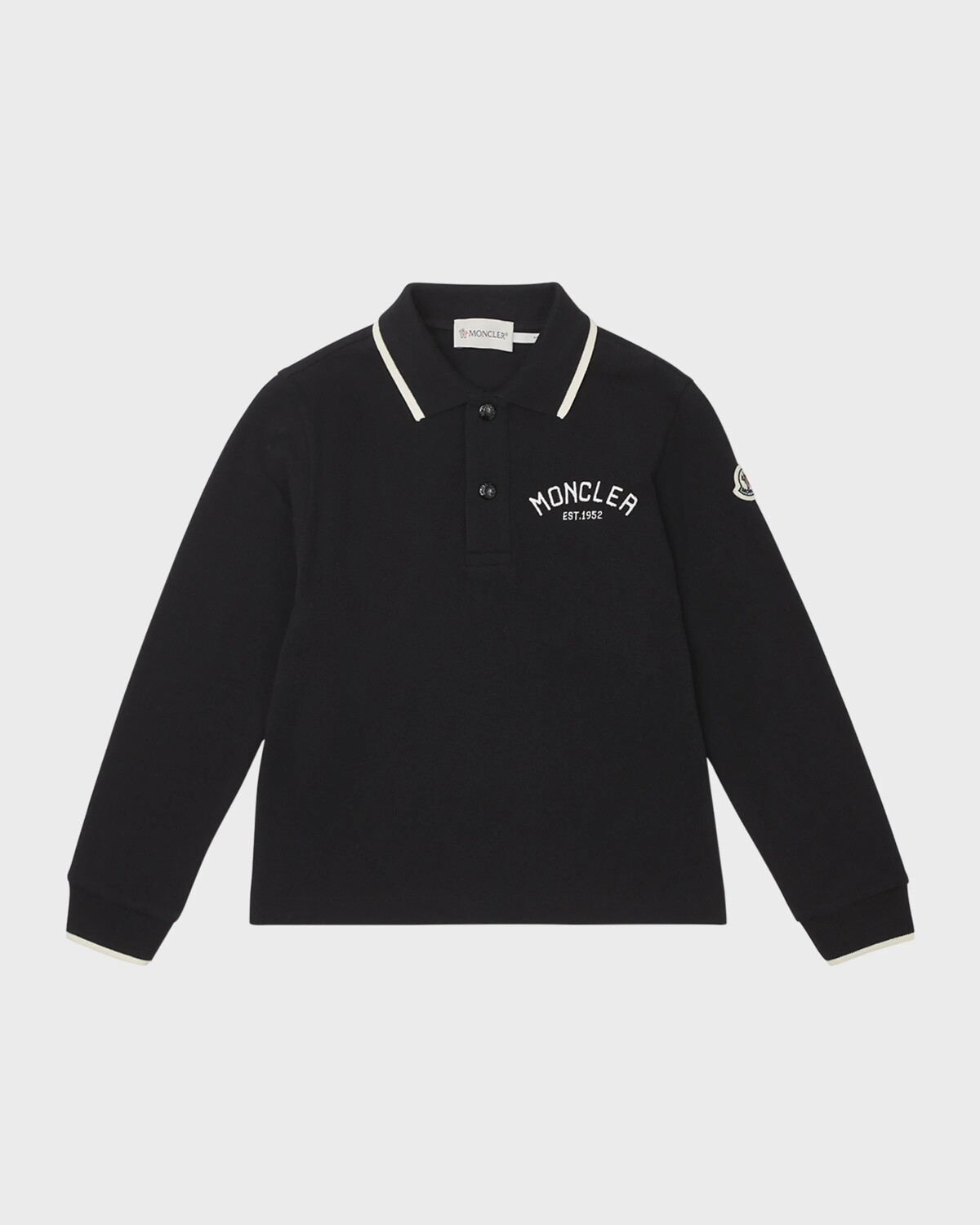 

Рубашка-поло с вышитым логотипом для мальчика Moncler, цвет Black