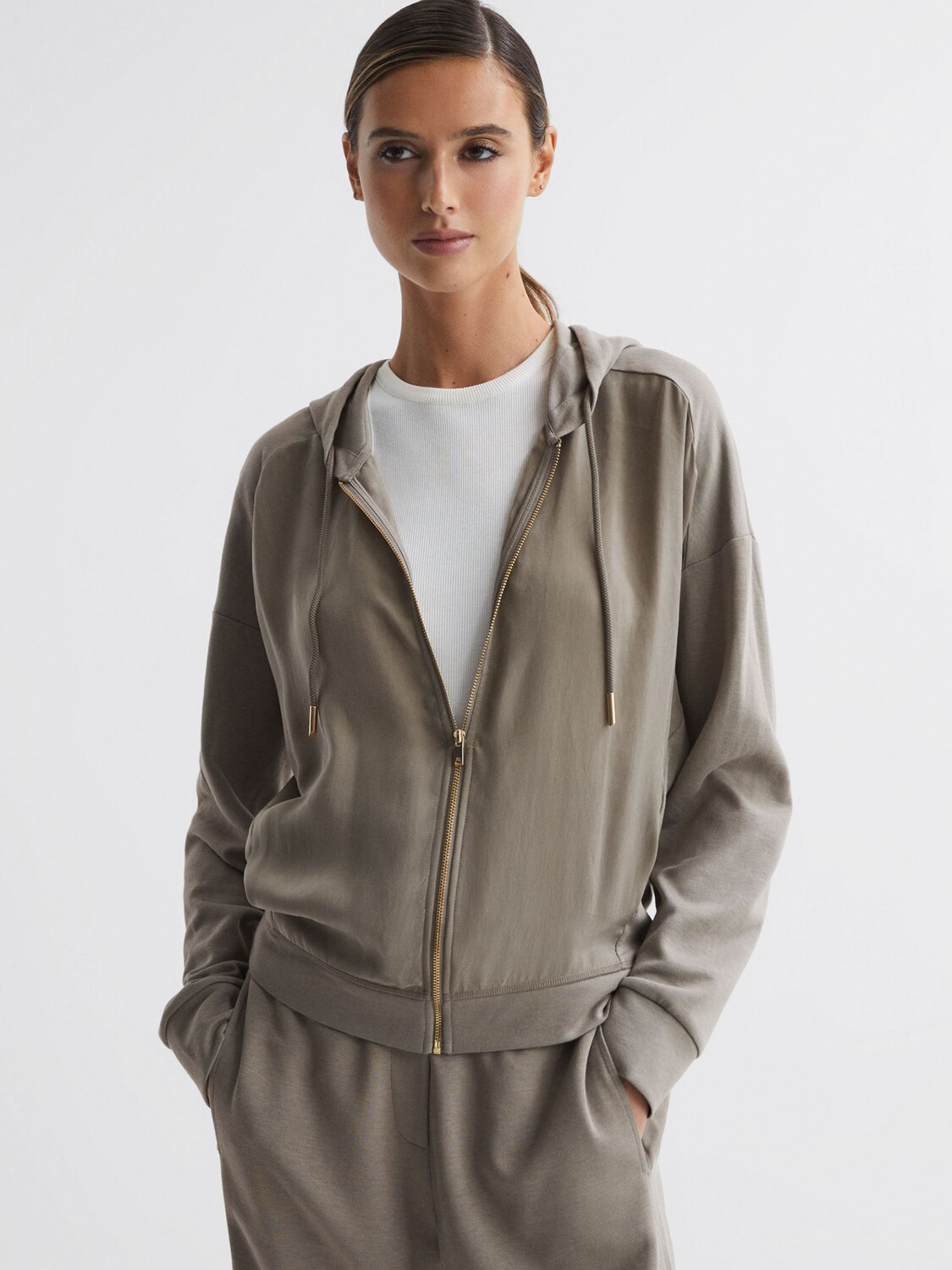 

Толстовка Penny на молнии спереди Reiss, хаки