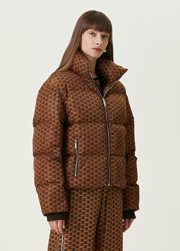 

Коричневое пуховое пальто с геометрическим узором Bally, Коричневый
