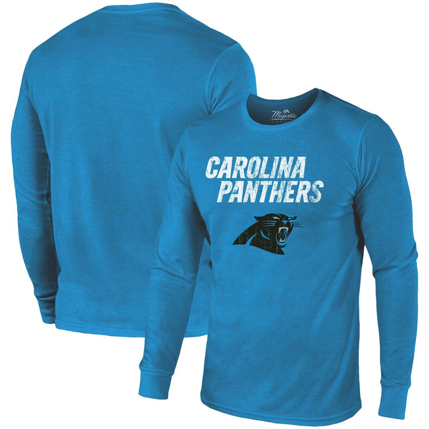 

Футболка с длинными рукавами и длинными рукавами Carolina Panthers Majestic Threads Lockup Tri-Blend — синяя