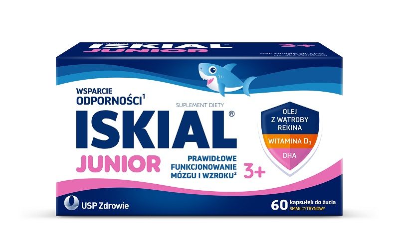 Iskial Junior Kapsułki Do Żucia масло печени акулы для детей, 60 шт. прегинор 550 мг 30 шт капсулы