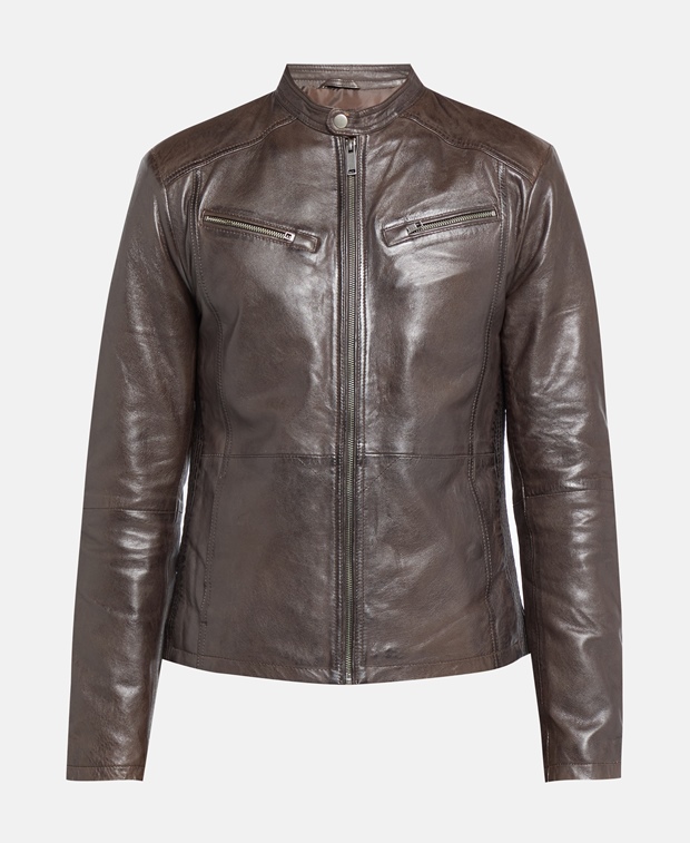Кожаный пиджак , темно коричневый AIM