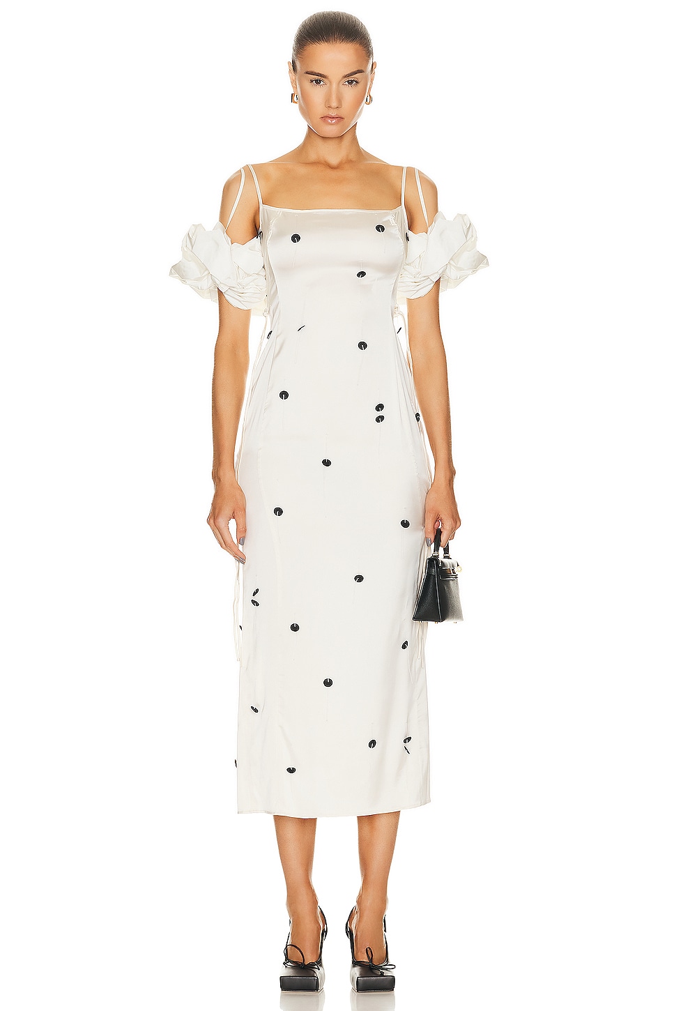 Платье Jacquemus La Robe Chouchou, цвет Off White & Black Dots