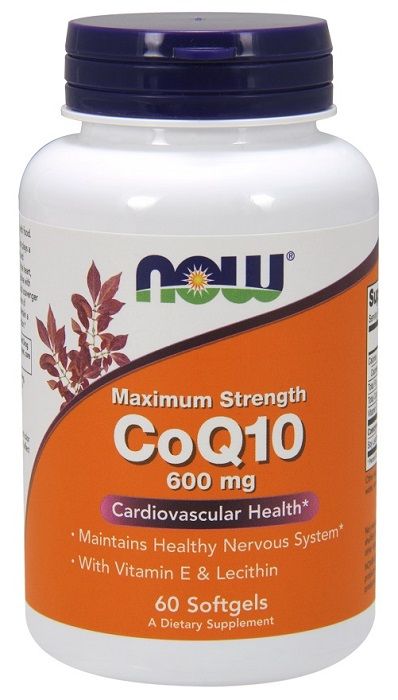 Коэнзим Q10 в капсулах Now Foods CoQ10 600 Mg With Lecithin & Vitamin E, 60 шт ae витамин lekstore альфа токоферол и ретинол 20 шт