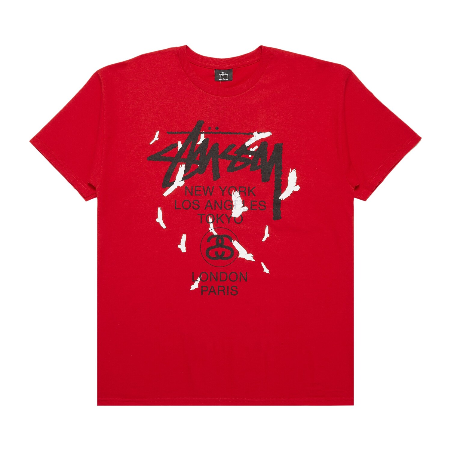 Футболка Stussy World Tour Birds Brite Red