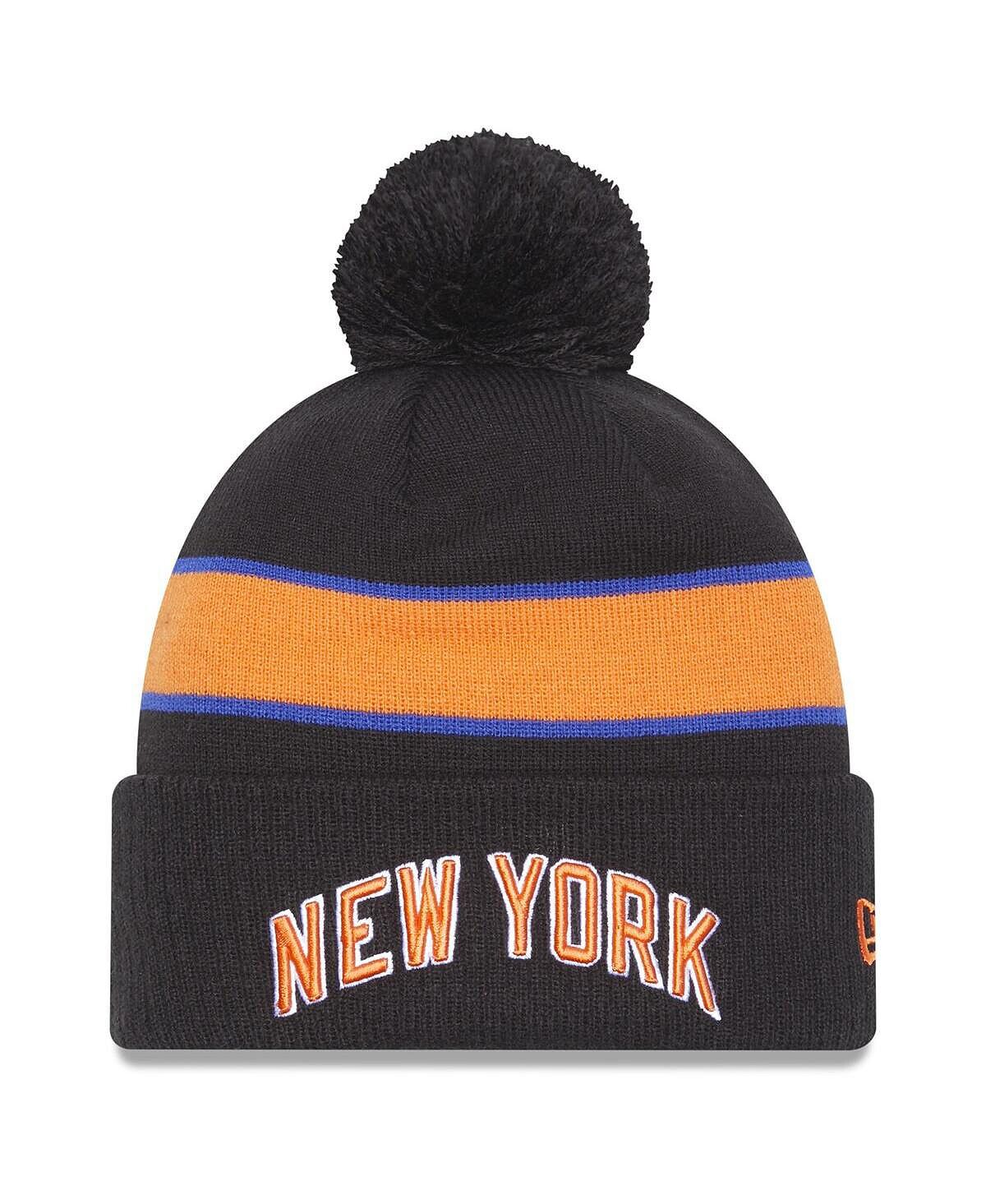 

Мужская серая вязаная шапка с манжетами и помпоном New York Knicks 2022/23 City Edition New Era