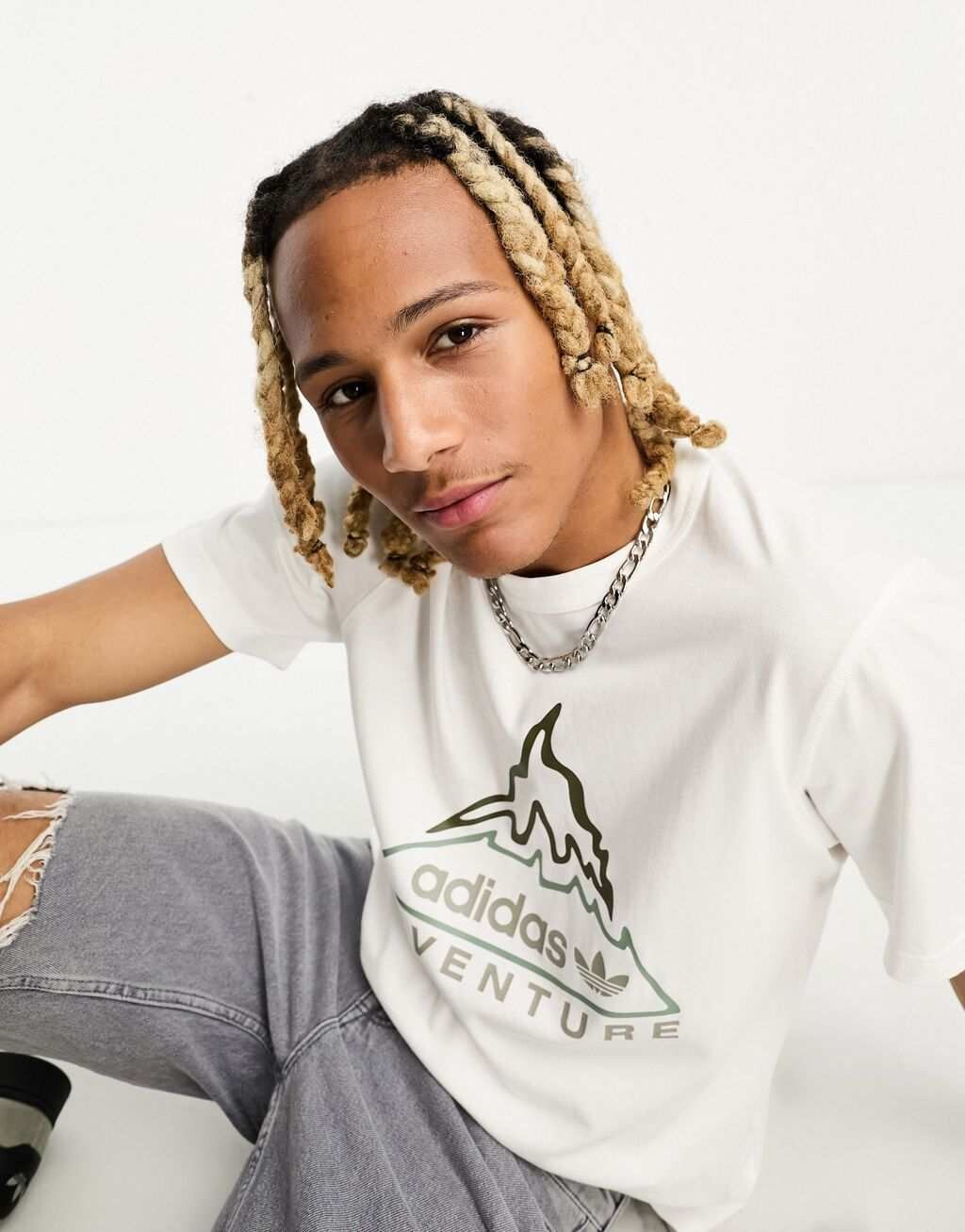 

Белая футболка с вулканом adidas Originals Adventure, Белый