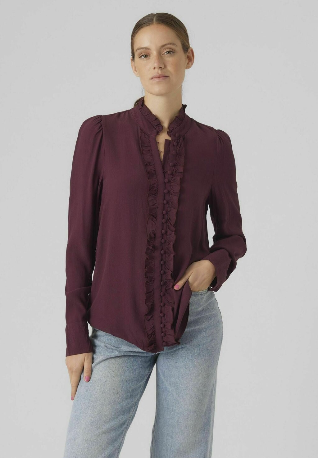 

Рубашка Vero Moda VMSELLA FRILL, цвет winetasting