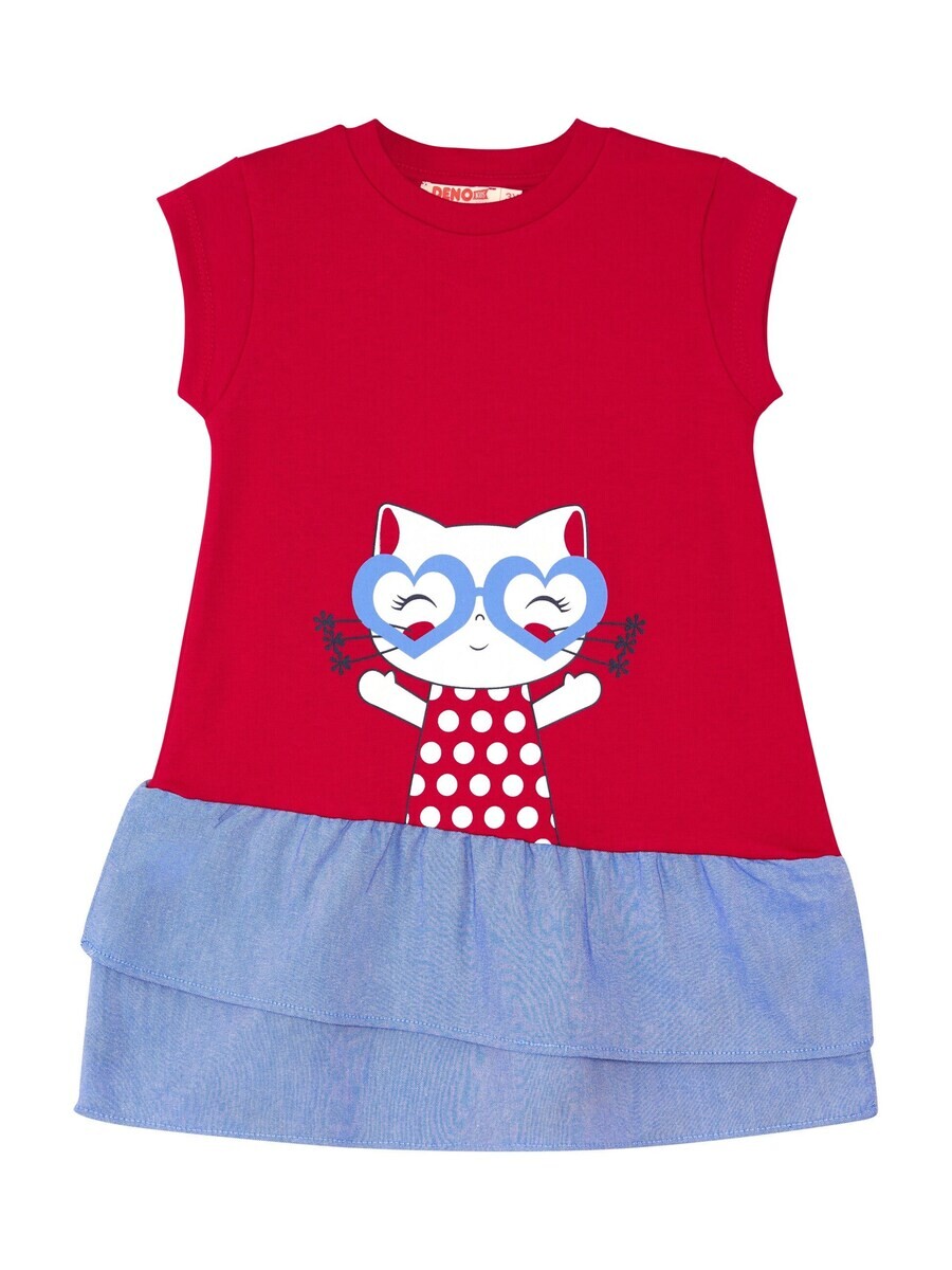 

Платье Denokids Dress Cat & Heart, красный