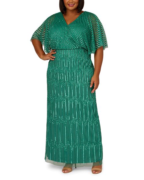 Платье из бисера Adrianna Papell Plus, цвет Green