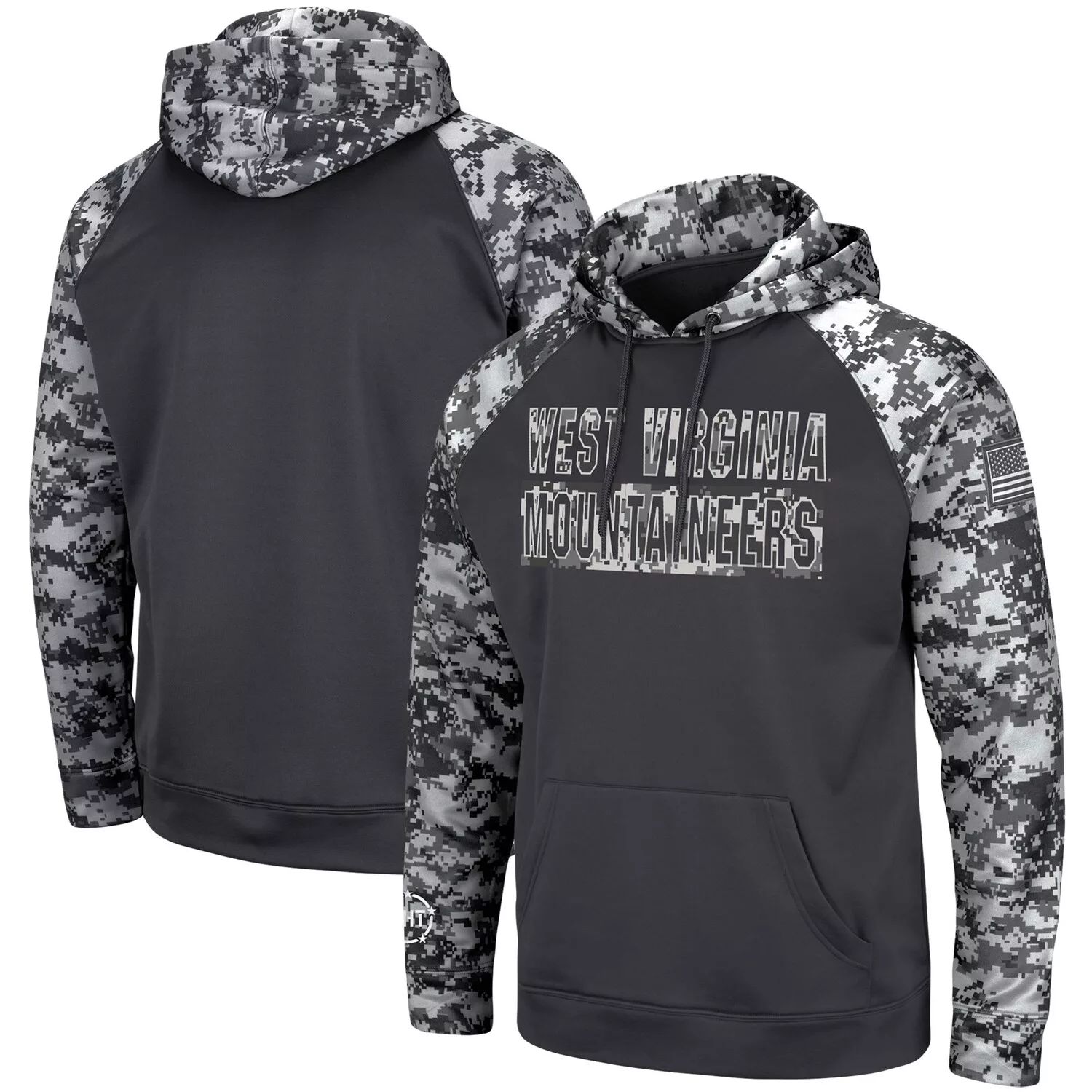 

Мужской темно-серый пуловер с капюшоном West Virginia Mountaineers OHT Military Appreciation Digi Camo, большой и высокий пуловер Colosseum