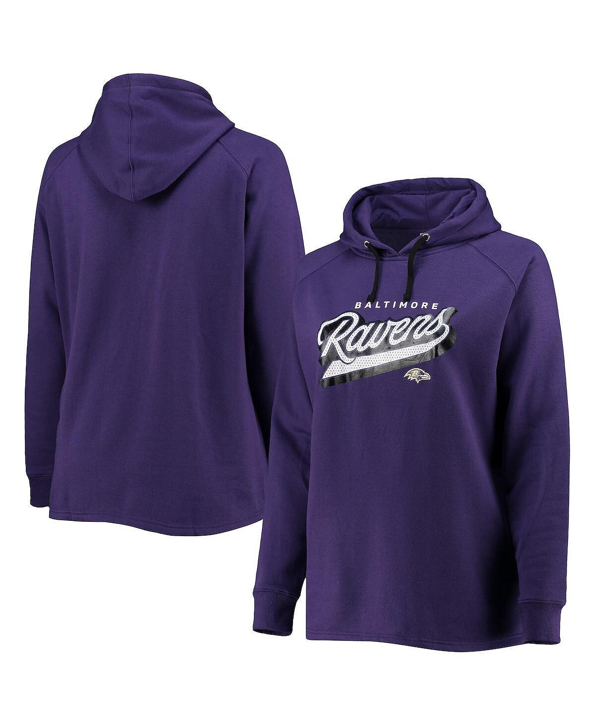 

Женская фирменная фиолетовая толстовка с капюшоном Baltimore Ravens Plus Size First Contact реглан Fanatics