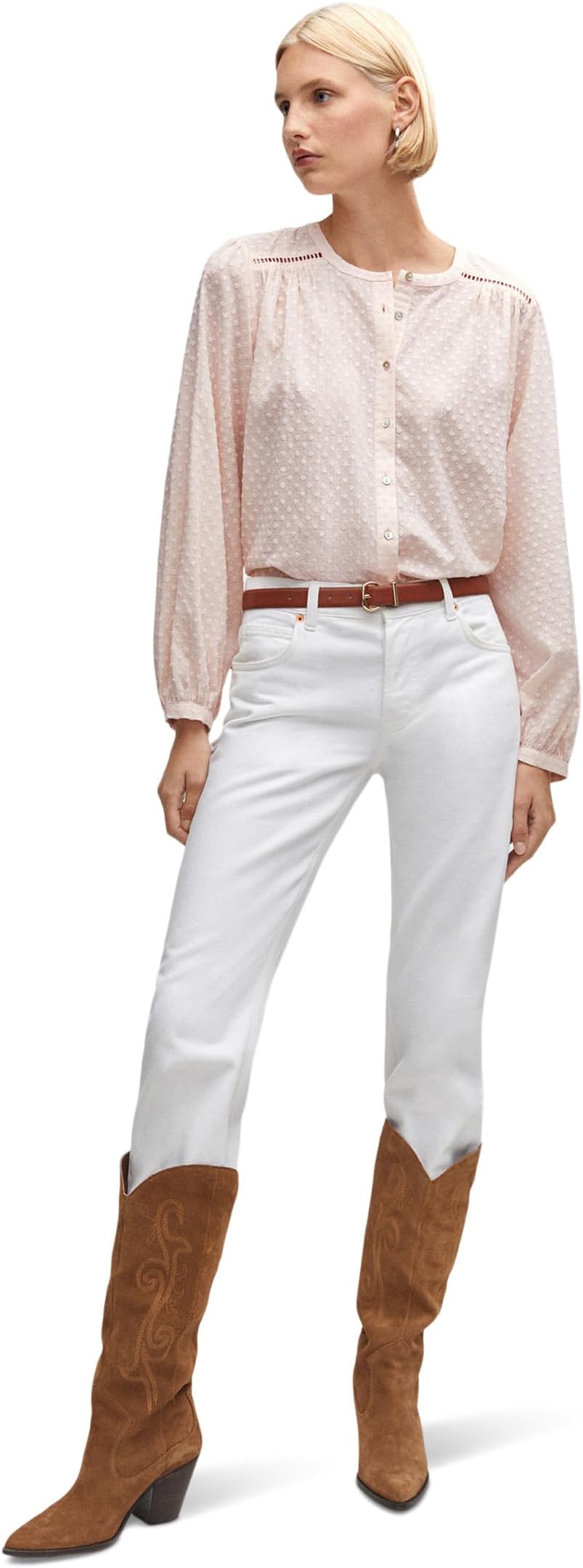 Сливовая блузка MANGO, цвет Pastel Pink