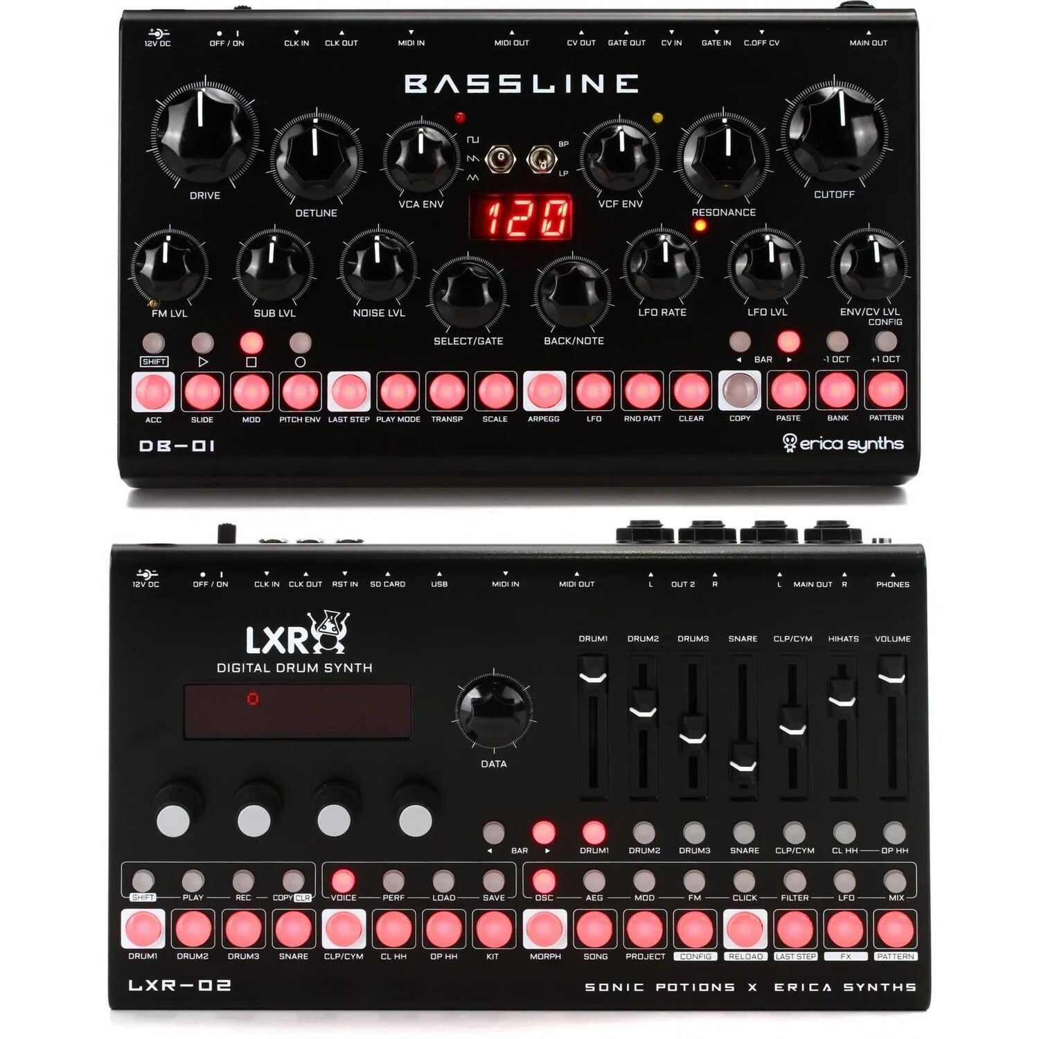 

Комплект басовых и цифровых барабанных синтезаторов Erica Synths