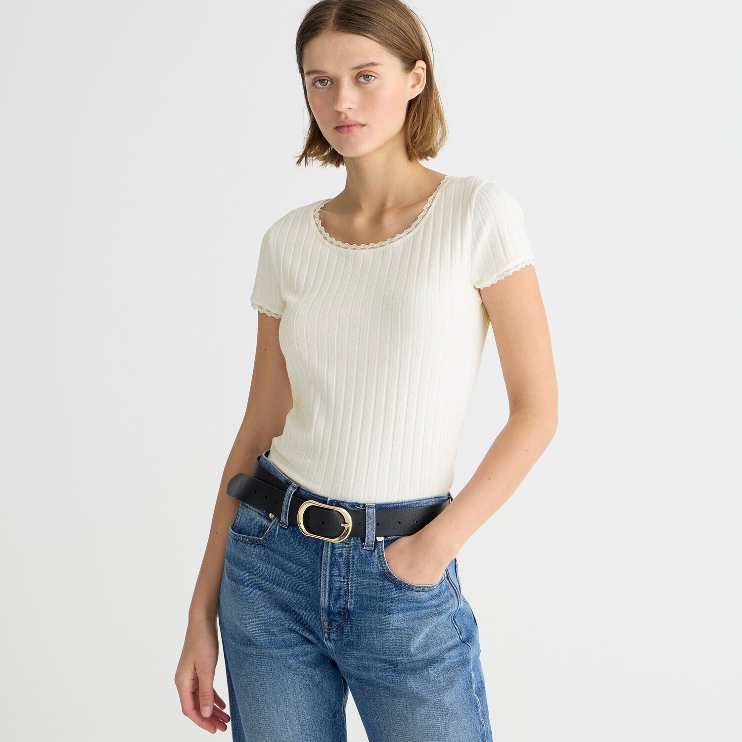 

Футболка с коротким рукавом Pointelle J.Crew, белый