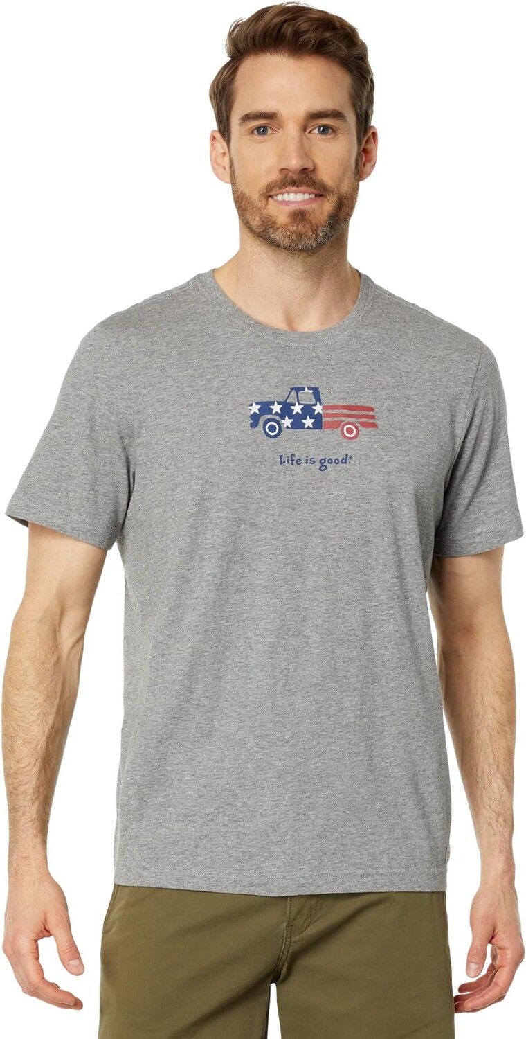 

Футболка с короткими рукавами Patriotic Truck Crusher-Lite Life is Good, цвет Heather Gray