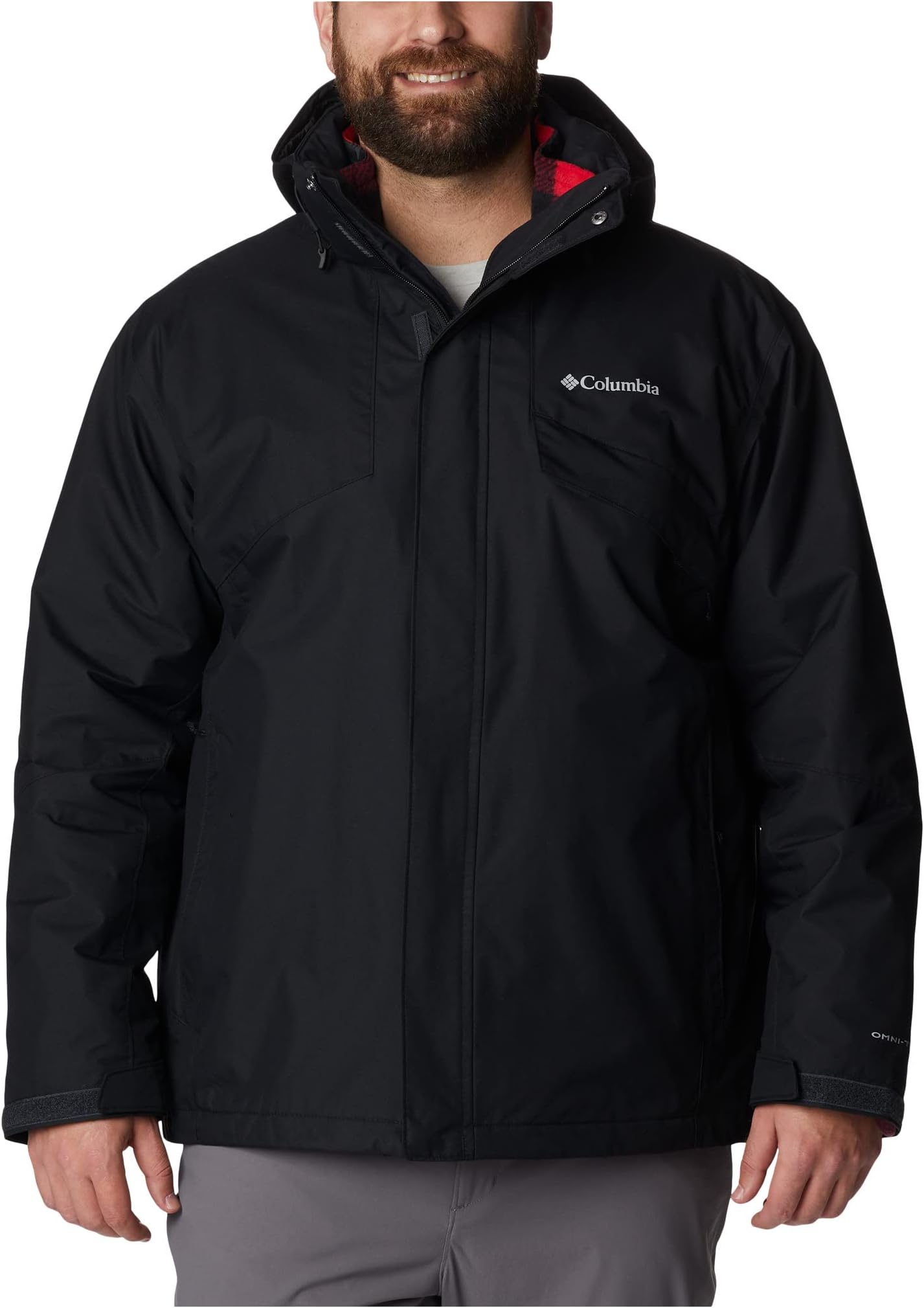 Куртка Big & Tall Bugaboo II Fleece Interchange Jacket Columbia, цвет Black/Mountain Red Check/Mountain Red Pops