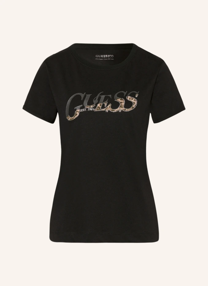 

Футболка leo с драгоценными камнями Guess, черный