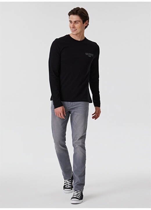 

Черная мужская футболка с круглым вырезом и принтом Lee Cooper, Черный