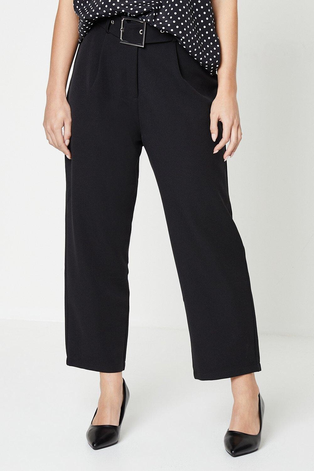 

Прямые брюки Petite с поясом Dorothy Perkins, черный
