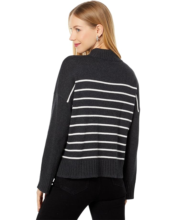 Свитер Lilla P Easy Striped Mock Neck Sweater, цвет Charcoal Stripe