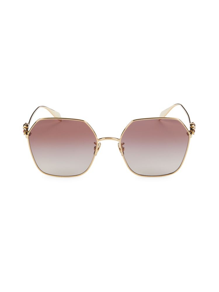 

Солнцезащитные очки с геометрическим узором и украшением 61MM Alexander Mcqueen, золото
