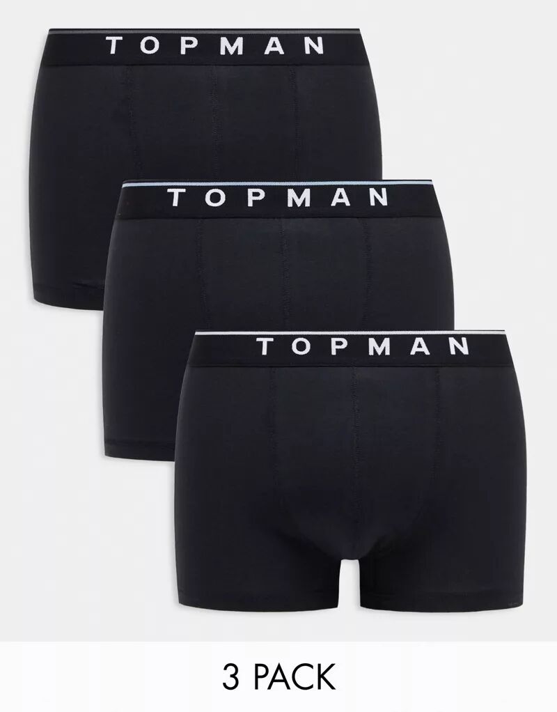 

Комплект из 3 трусов черного цвета с цветной окантовкой на поясе Topman