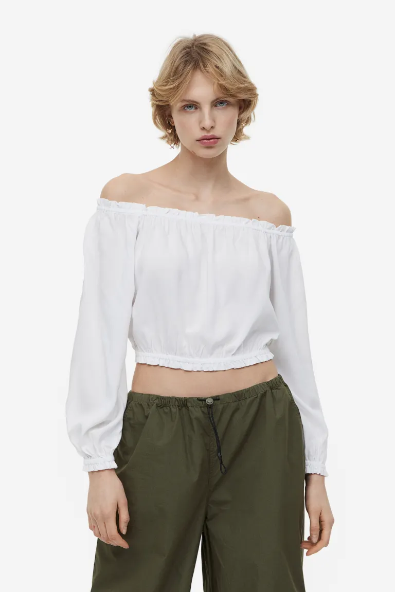 

Блуза с открытыми плечами H&M, белый