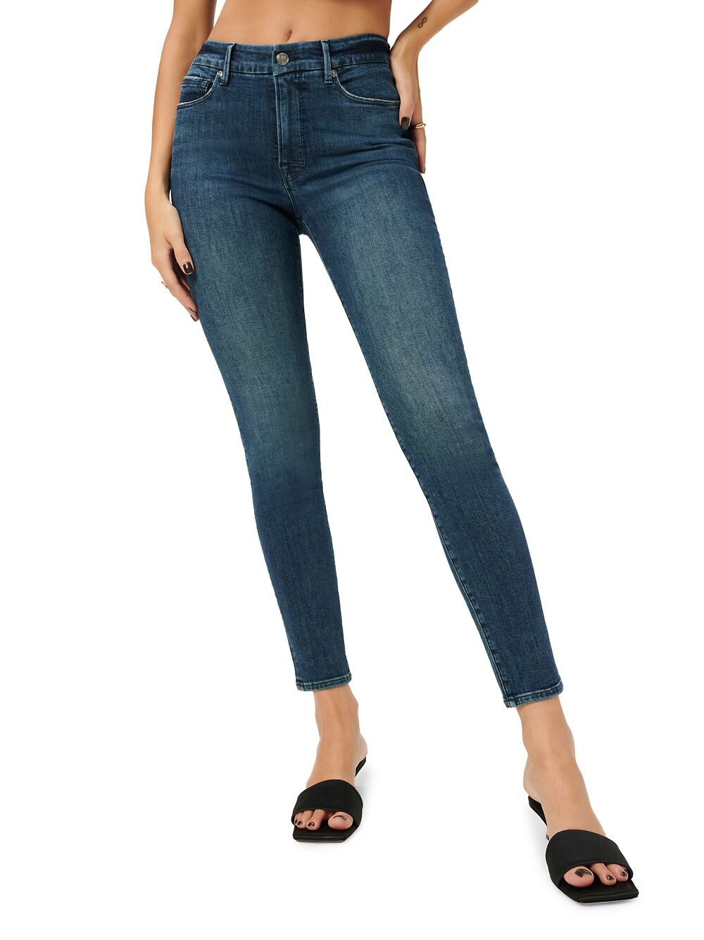 

Джинсы скинни Good Legs с высокой посадкой GOOD AMERICAN, синий