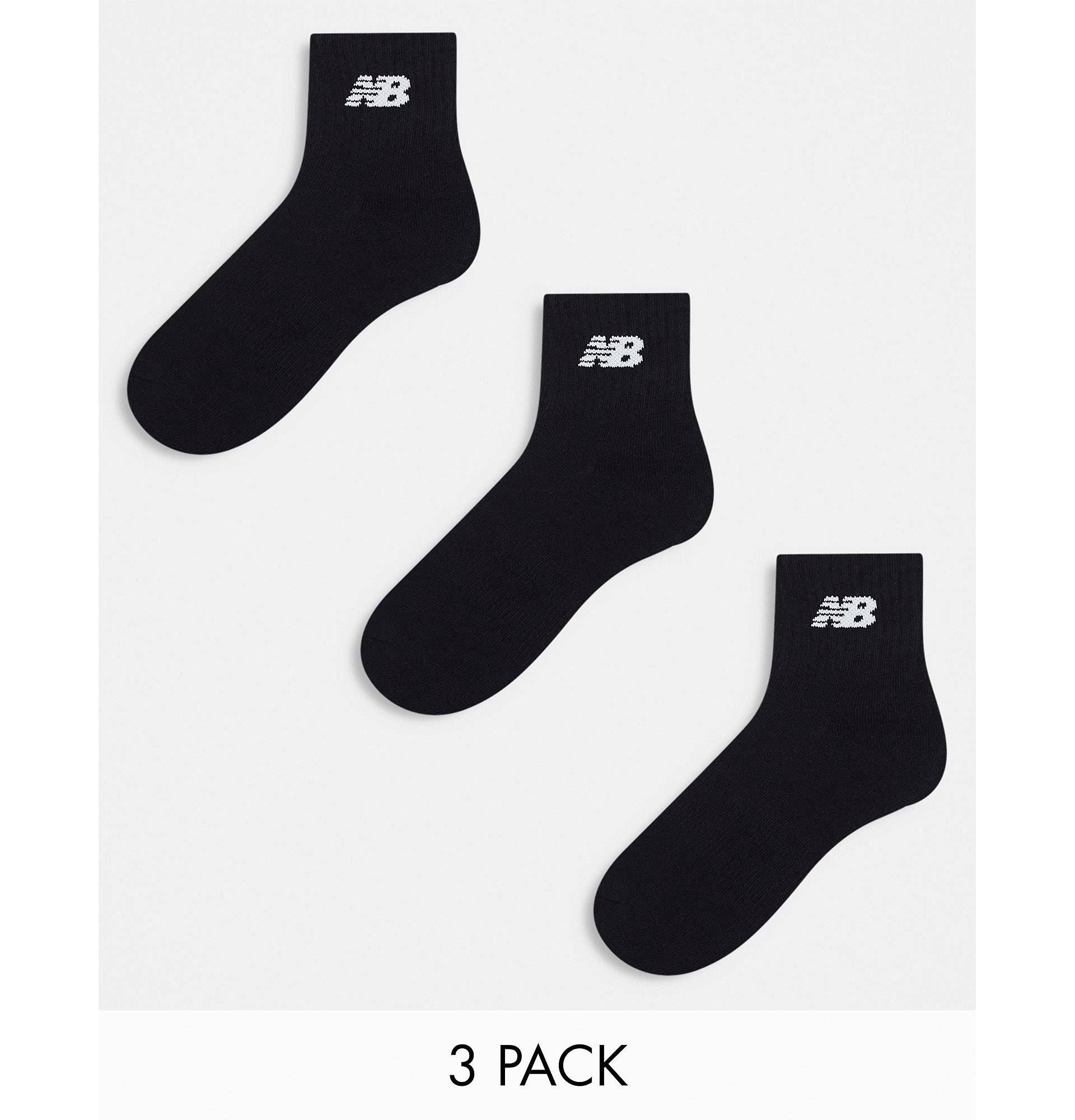 цена Набор из 3 черных носков посередине с логотипом New Balance