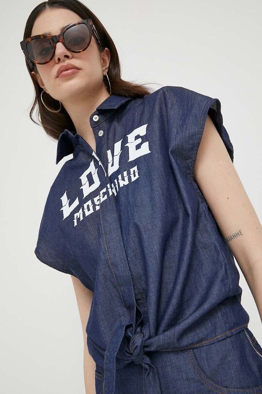 

Рубашка из хлопка Love Moschino, темно-синий