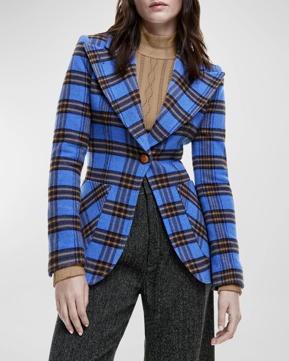 

Однобортный пиджак в клетку Birkin Smythe, цвет French Blue Plaid